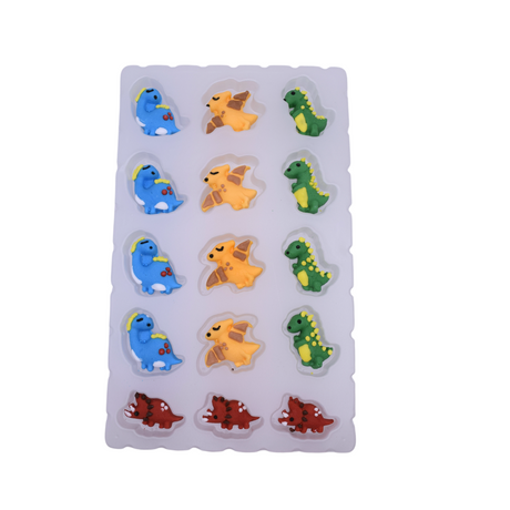 Cute Dinosaur - Cake or Cupcake Sugar Topper - Birthday Red, Green, Yellow, and Blue Dinosaur