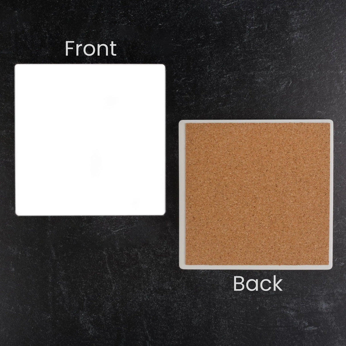 Coaster Ceramic Square  & Cork Pad - White Glossy (12 Set - 3.9")