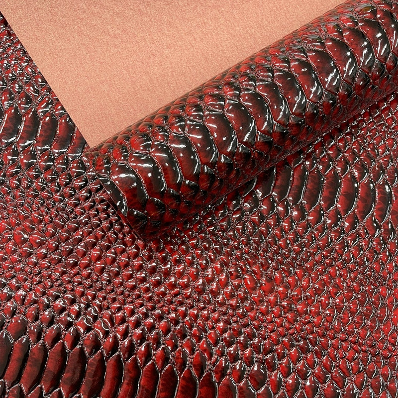 Cobra Snake Shiny Vinyl Fabric - 3D Embossed Snake Skin, 54" Width, 72% PVC 28% Polyester (1/2 Yard)