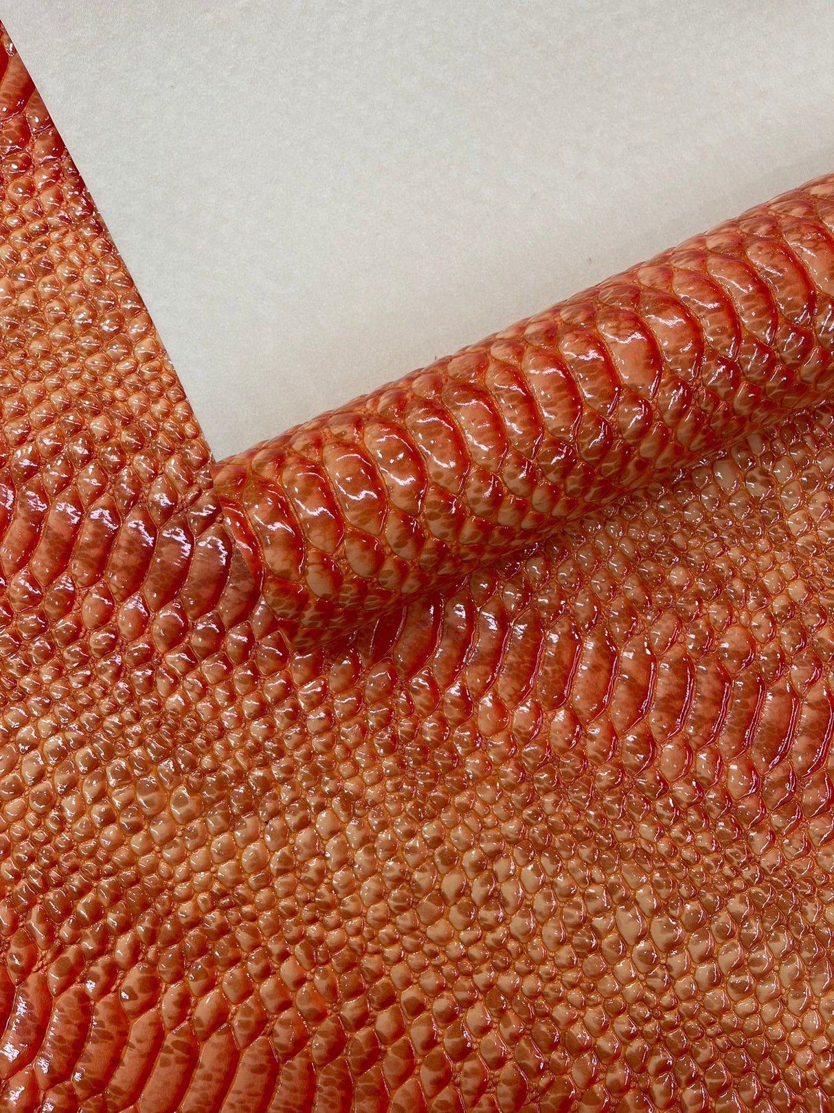 Cobra Snake Shiny Vinyl Fabric - 3D Embossed Snake Skin, 54" Width, 72% PVC 28% Polyester (1/2 Yard)