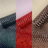 Cobra Snake Shiny Vinyl Fabric - 3D Embossed Snake Skin, 54" Width, 72% PVC 28% Polyester (1/2 Yard)