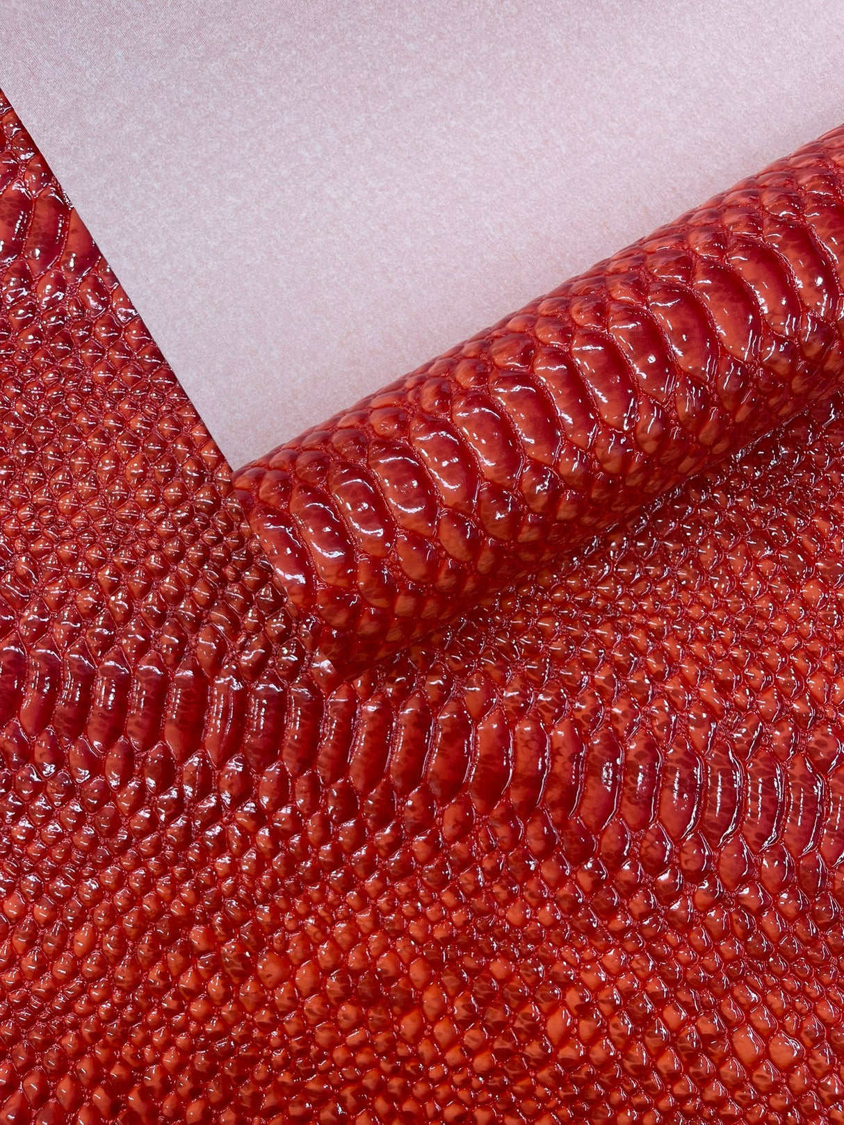 Cobra Snake Shiny Vinyl Fabric - 3D Embossed Snake Skin, 54" Width, 72% PVC 28% Polyester (1/2 Yard)