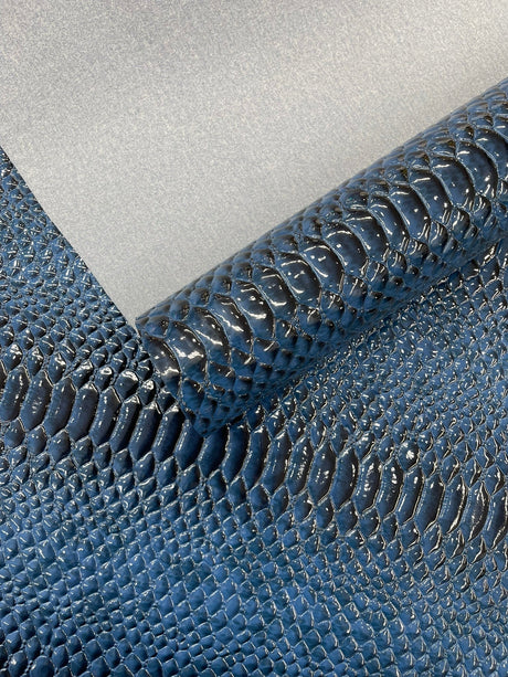 Cobra Snake Shiny Vinyl Fabric - 3D Embossed Snake Skin, 54" Width, 72% PVC 28% Polyester (1/2 Yard)