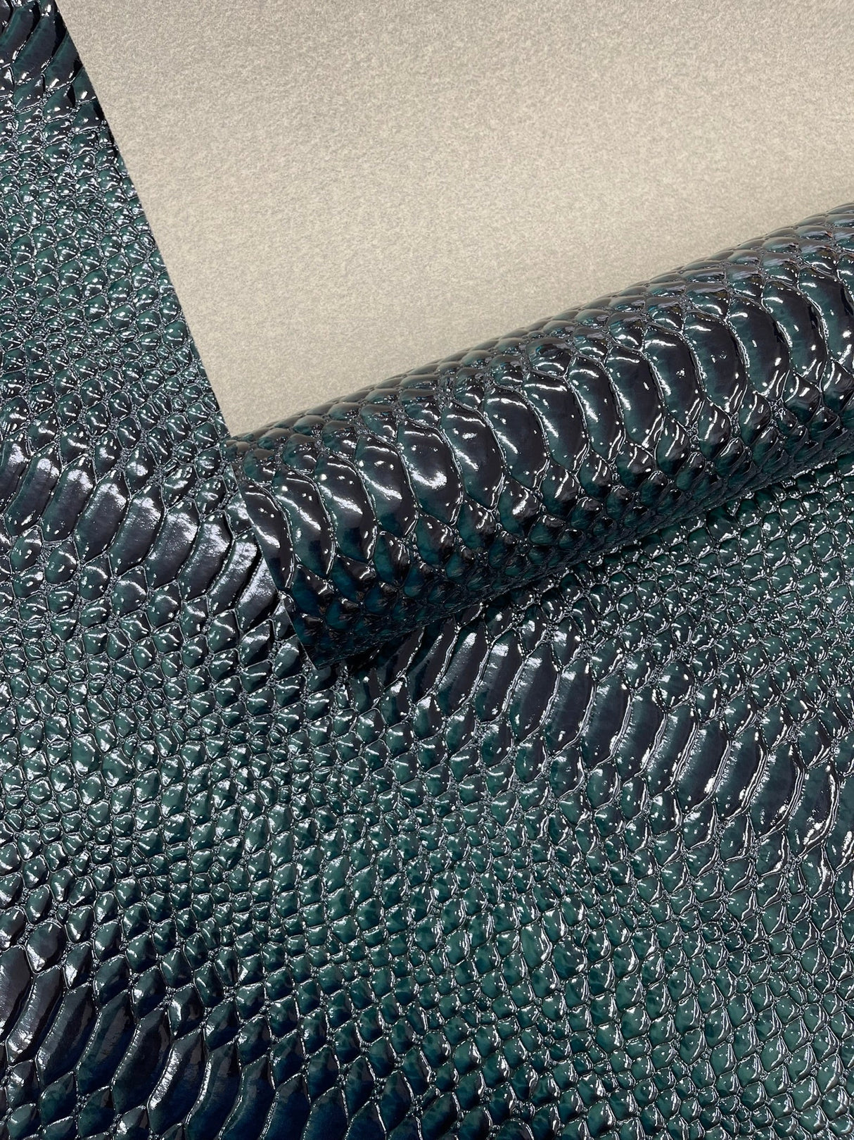 Cobra Snake Shiny Vinyl Fabric - 3D Embossed Snake Skin, 54" Width, 72% PVC 28% Polyester (1/2 Yard)