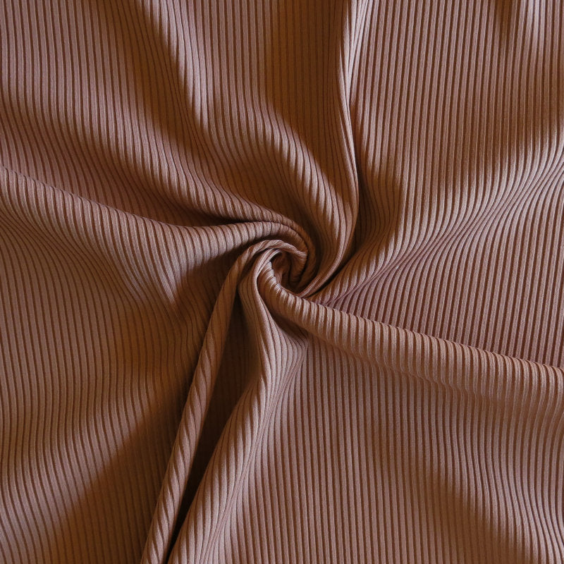 Swim Knit Cognac Ribbed Nylon Spandex 31" Remnant