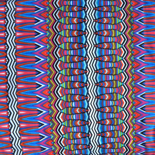 Swim Knit Colorful Vertical Mosaic Stripe 24" Remnant
