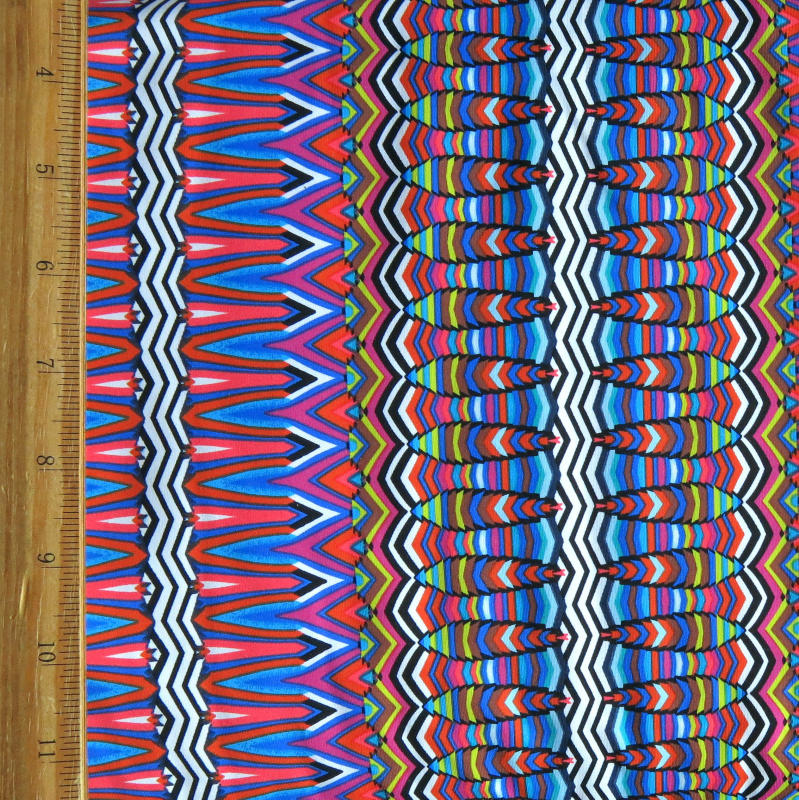 Swim Knit Colorful Vertical Mosaic Stripe 24" Remnant