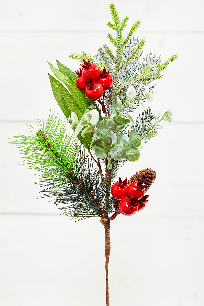 25" Cone Berry Pinecone Spray