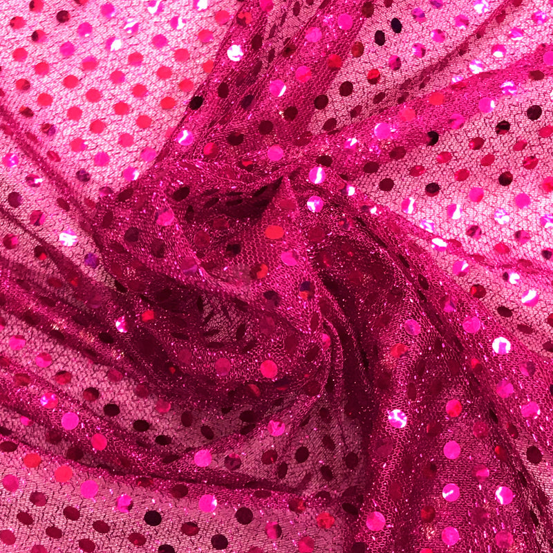 Fuchsia Small Confetti Sequin Polyester Fabric - Fuchsia, 42" Width (1 Yard)
