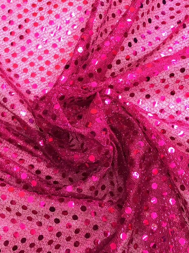 Fuchsia Small Confetti Sequin Polyester Fabric - Fuchsia, 42" Width (1 Yard)