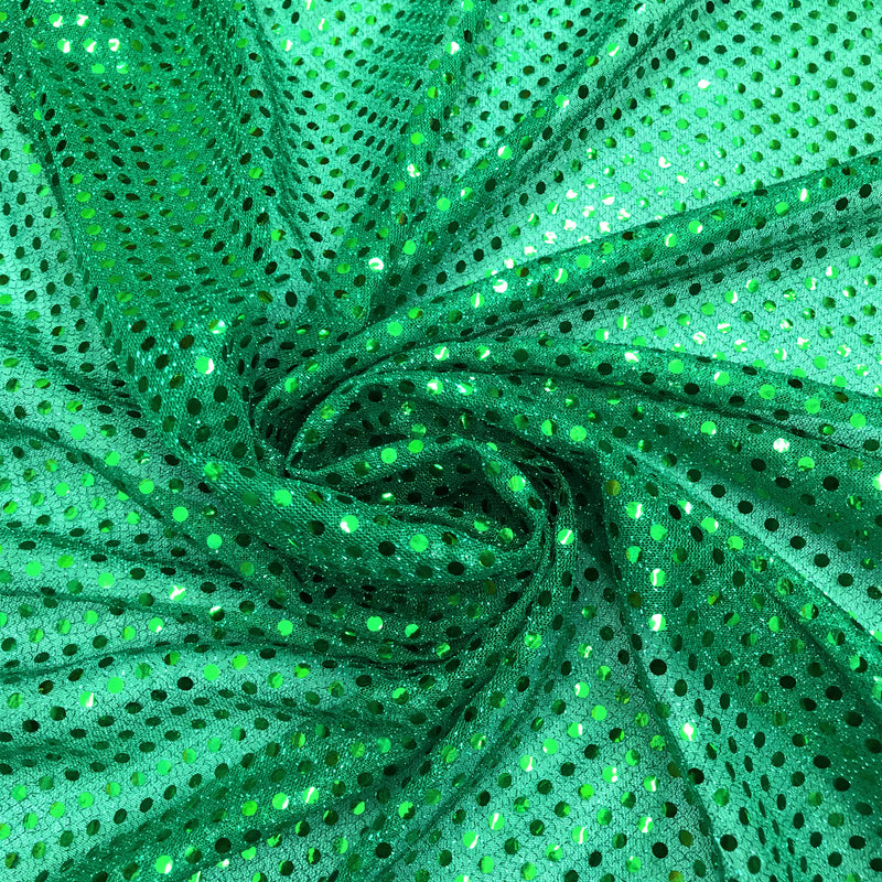 Kelly Green Small Confetti Sequin Polyester Fabric - Kelly Green Confetti Dots, 42" Width (1 Yard)