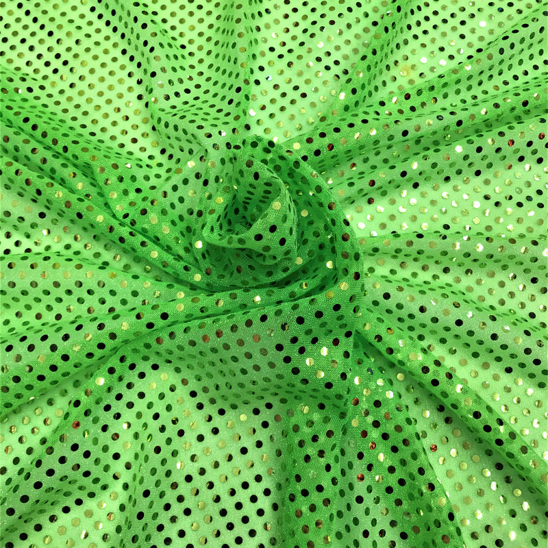 Lime Small Confetti Sequin Polyester Fabric - Lime Confetti Dot Sequin, 42" Width (1 Yard)