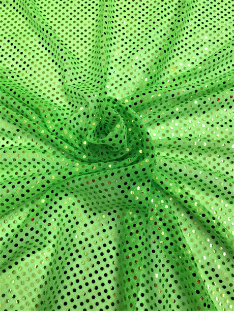 Lime Small Confetti Sequin Polyester Fabric - Lime Confetti Dot Sequin, 42" Width (1 Yard)