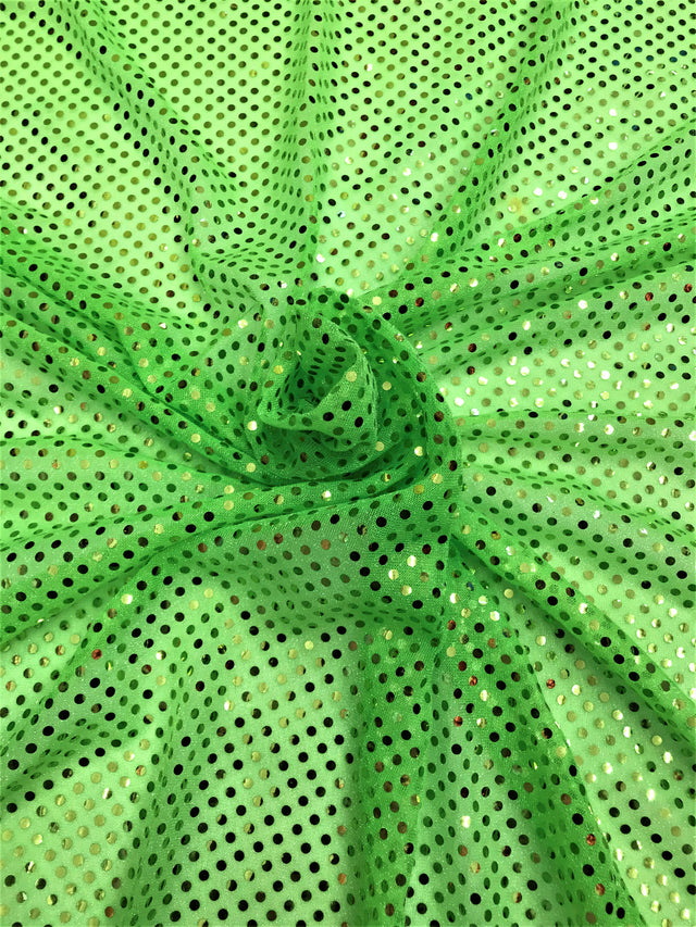 Lime Small Confetti Sequin Polyester Fabric - Lime Confetti Dot Sequin, 42" Width (1 Yard)