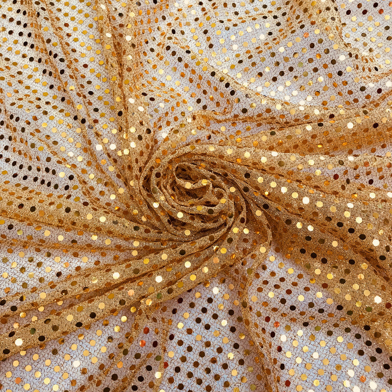 Orange Small Confetti Sequin Polyester Fabric - Orange Confetti Dot, 42" Width (1 Yard)