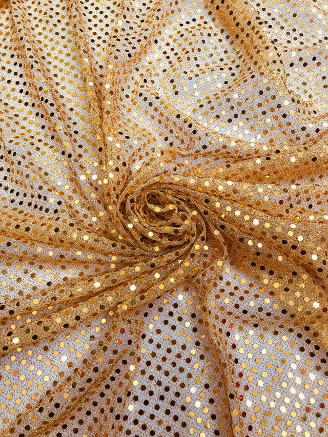 Orange Small Confetti Sequin Polyester Fabric - Orange Confetti Dot, 42" Width (1 Yard)