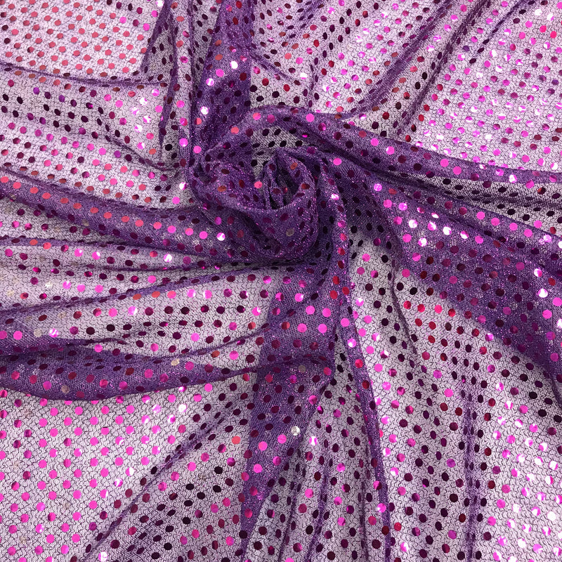 Purple Small Confetti Sequin Polyester Fabric - Purple Confetti Dot Sequin, 42" Width (1 Yard)