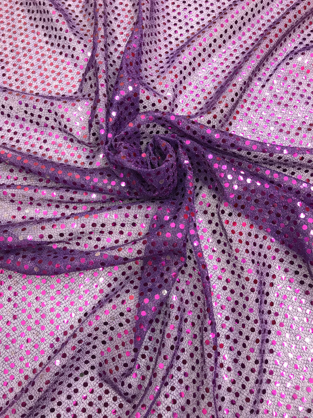 Purple Small Confetti Sequin Polyester Fabric - Purple Confetti Dot Sequin, 42" Width (1 Yard)
