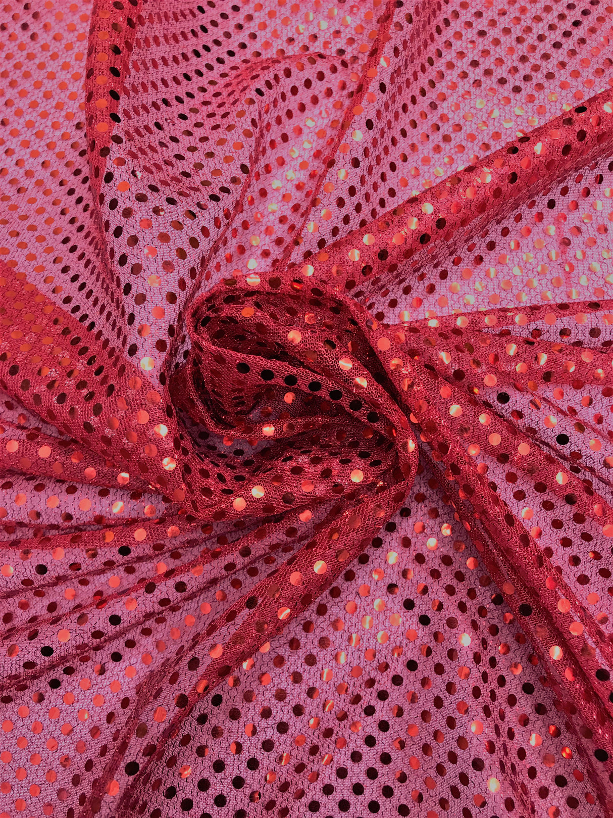 Red Small Confetti Sequin Polyester Fabric - Red Confetti Dot Sequin, 42" Width (1 Yard)