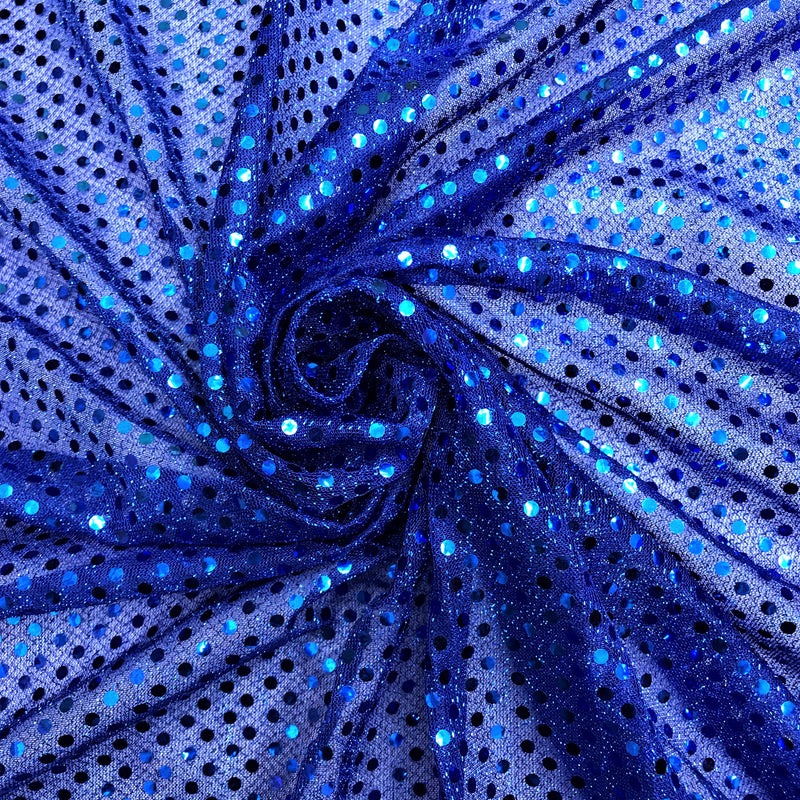 Royal Small Confetti Sequin Polyester Fabric - Royal Blue Confetti Dot Sequin, 42" Width