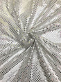 White/Silver Small Confetti Sequin Polyester Fabric - White/Silver Confetti Dots, 42" Width (1 Yard)