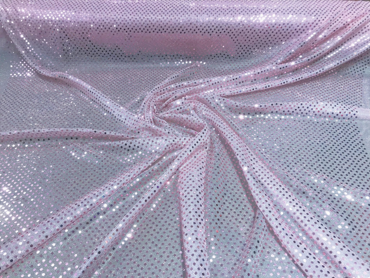 Confetti Sequin Knit Dot Polyester Fabric - Shiny Sheer Metallic Confetti Dot, 43/44" Width (1 Yard)