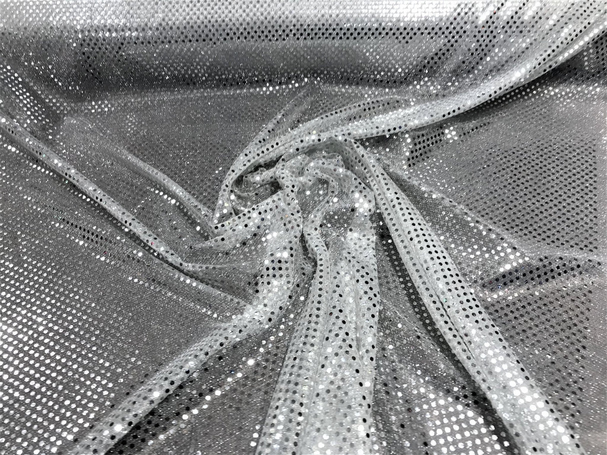Confetti Sequin Knit Dot Polyester Fabric - Shiny Sheer Metallic Confetti Dot, 43/44" Width (1 Yard)