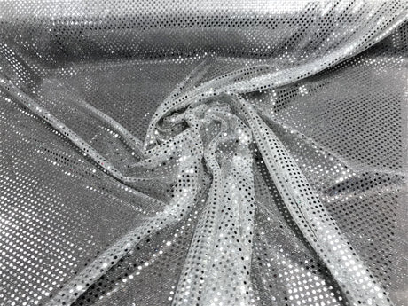 Confetti Sequin Knit Dot Polyester Fabric - Shiny Sheer Metallic Confetti Dot, 43/44" Width (1 Yard)