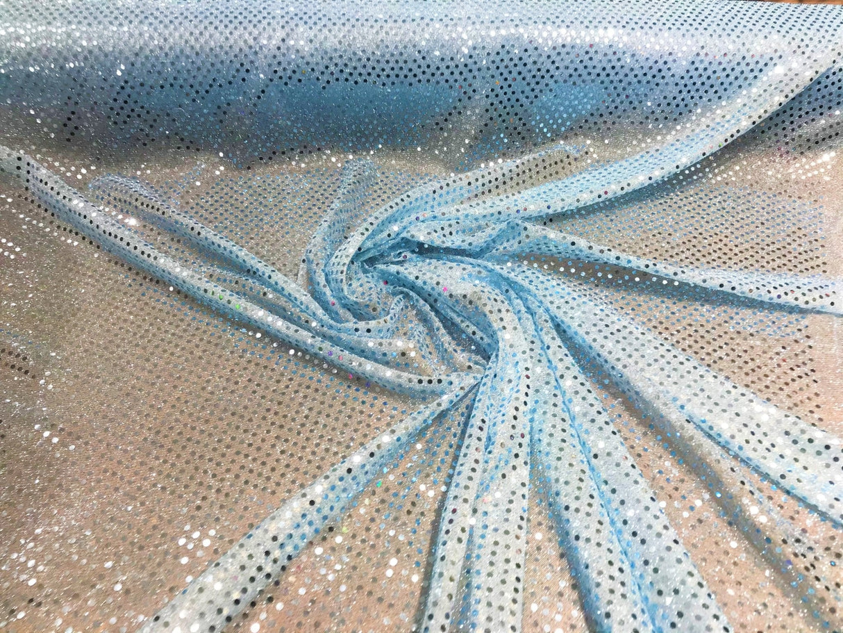 Confetti Sequin Knit Dot Polyester Fabric - Shiny Sheer Metallic Confetti Dot, 43/44" Width (1 Yard)