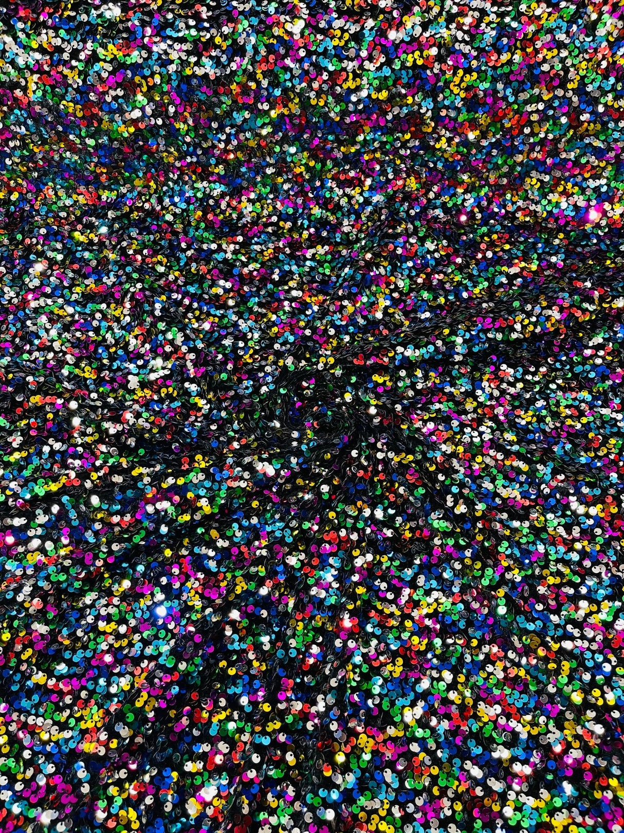 Confetti Sequin Stretch Velvet Fabric - Black, Lilac, Light Blue, Pink, Black Multi, 54" Width (1 Yard)