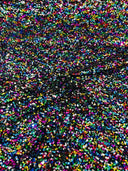 Confetti Sequin Stretch Velvet Fabric - Black, Lilac, Light Blue, Pink, Black Multi, 54" Width (1 Yard)