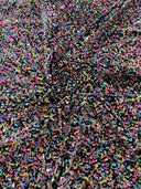 Confetti Sequin Stretch Velvet Fabric - Black, Lilac, Light Blue, Pink, Black Multi, 54" Width (1 Yard)