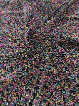 Confetti Sequin Stretch Velvet Fabric - Black, Lilac, Light Blue, Pink, Black Multi, 54" Width (1 Yard)