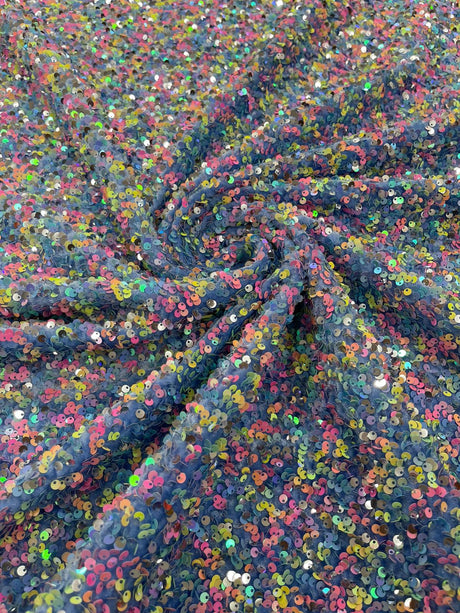 Confetti Sequin Stretch Velvet Fabric - Black, Lilac, Light Blue, Pink, Black Multi, 54" Width (1 Yard)
