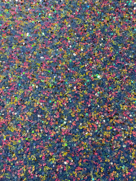 Confetti Sequin Stretch Velvet Fabric - Black, Lilac, Light Blue, Pink, Black Multi, 54" Width (1 Yard)