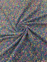 Confetti Sequin Stretch Velvet Fabric - Black, Lilac, Light Blue, Pink, Black Multi, 54" Width (1 Yard)