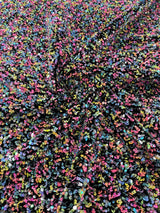 Confetti Sequin Stretch Velvet Fabric - Black, Lilac, Light Blue, Pink, Black Multi, 54" Width (1 Yard)