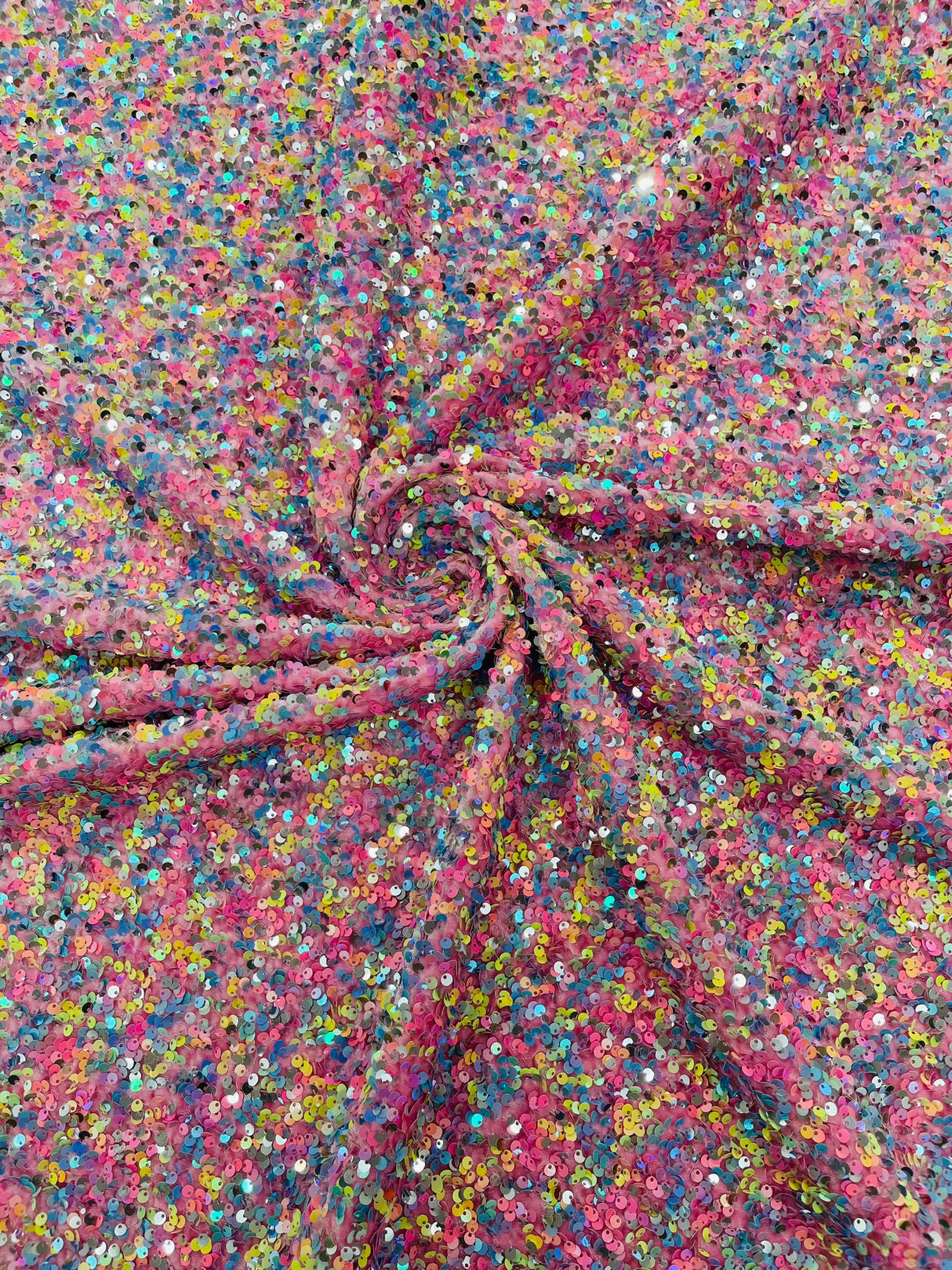 Confetti Sequin Stretch Velvet Fabric - Black, Lilac, Light Blue, Pink, Black Multi, 54" Width (1 Yard)