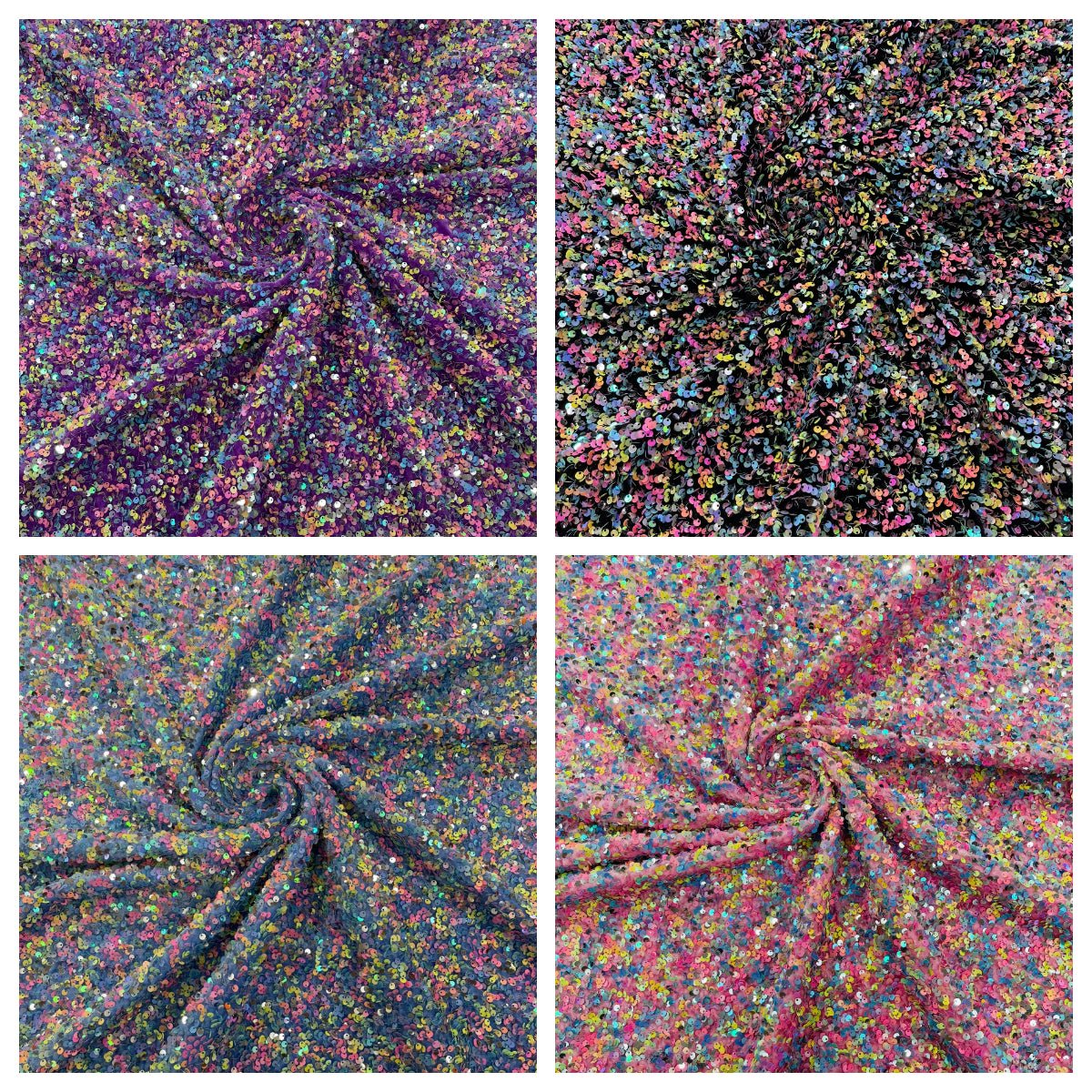 Confetti Sequin Stretch Velvet Fabric - Black, Lilac, Light Blue, Pink, Black Multi, 54" Width (1 Yard)