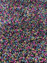Confetti Sequin Stretch Velvet Fabric - Black, Lilac, Light Blue, Pink, Black Multi, 54" Width (1 Yard)