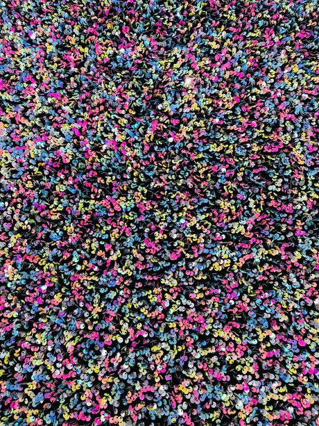 Confetti Sequin Stretch Velvet Fabric - Black, Lilac, Light Blue, Pink, Black Multi, 54" Width (1 Yard)
