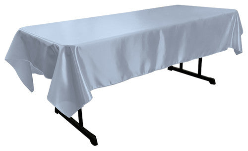 Light Blue Bridal Satin Rectangular Tablecloth 60 x 108″