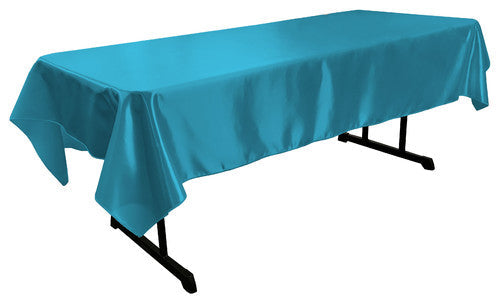 Turquoise Bridal Satin Rectangular Tablecloth 60 x 108″