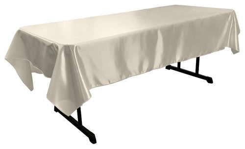 White Bridal Satin Rectangular Tablecloth 60 x 108″