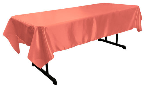Coral Bridal Satin Rectangular Tablecloth 60 x 108″