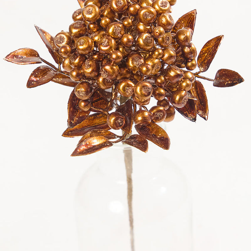 14" Copper Berry Bunch Metallic Stem