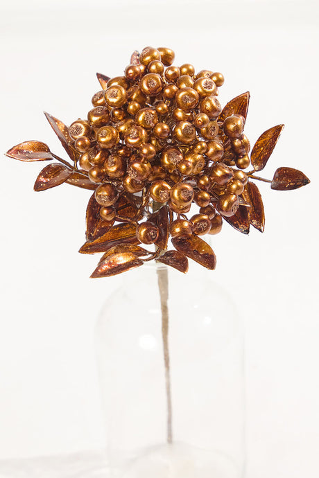 14" Copper Berry Bunch Metallic Stem