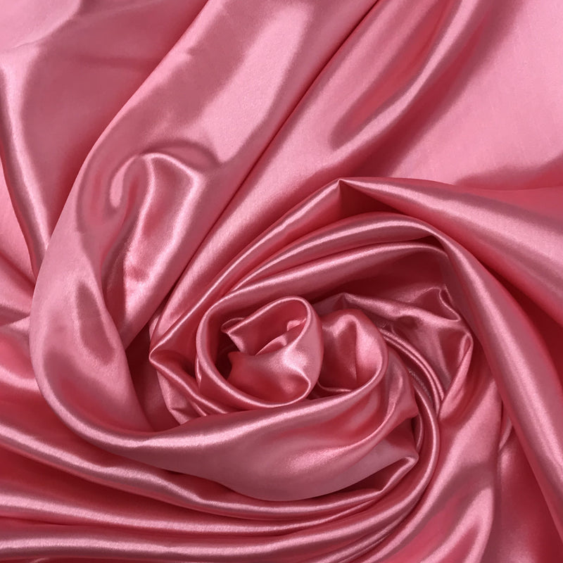 Coral Medium Satin Polyester Fabric - Coral, 58"-60" Wide