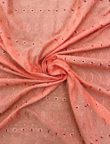 Coral Medium Eyelet Polyester Cotton Fabric - Coral, Solid, 41"-42" Width