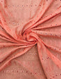 Coral Medium Eyelet Polyester Cotton Fabric - Coral, Solid, 41"-42" Width